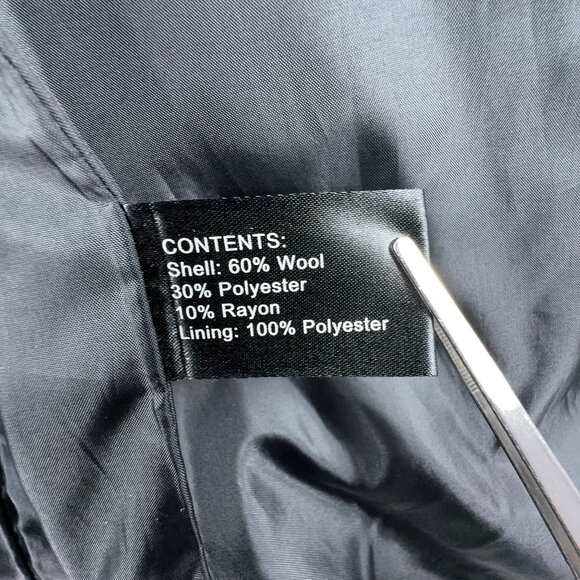 Giacca Gallery Wool Coat Button Down 3/4 Sleeves Womens Black Size Medium - Picture 4 of 11